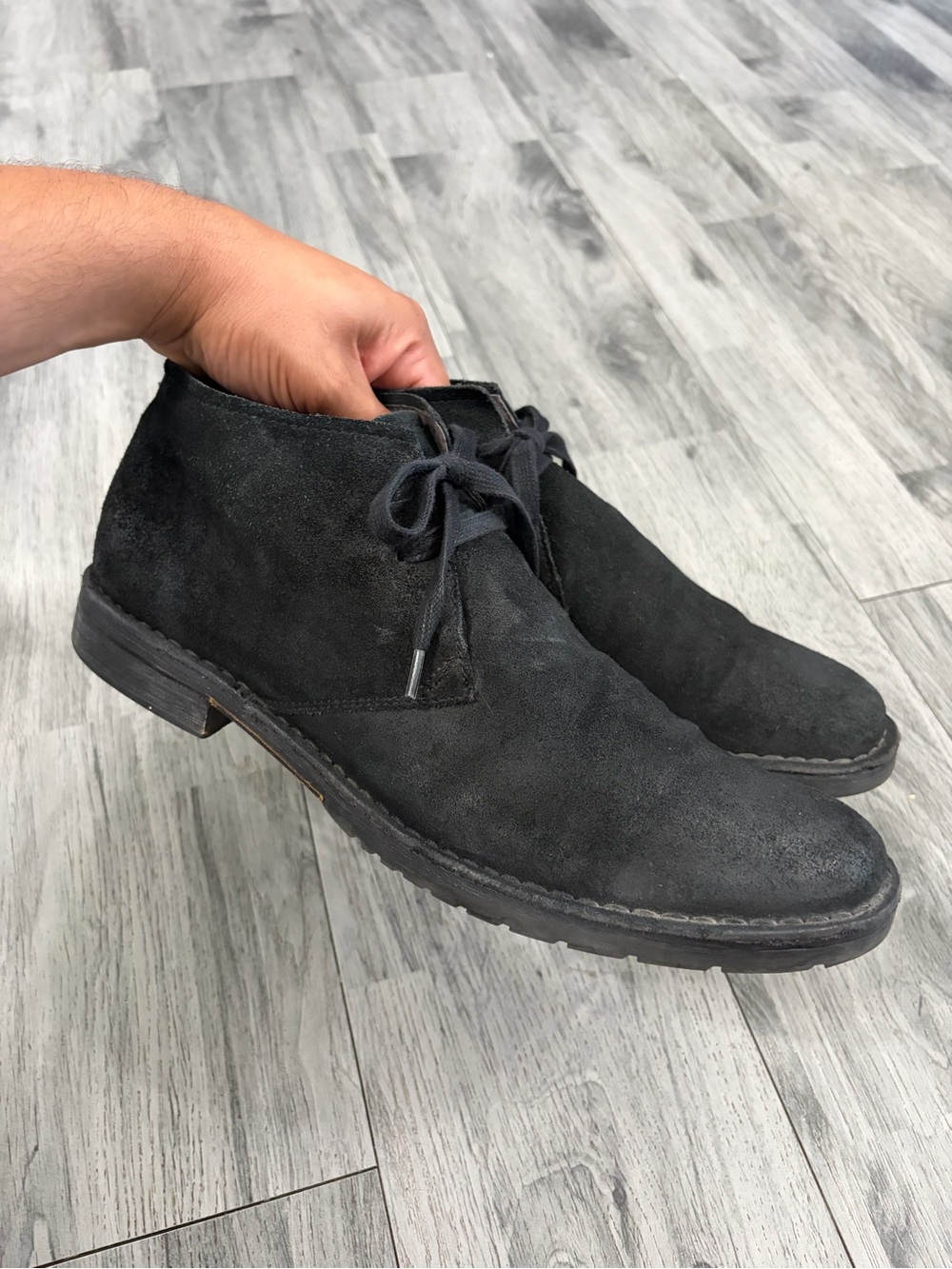 John Varvatos Black Suede Chukka Desert Boots